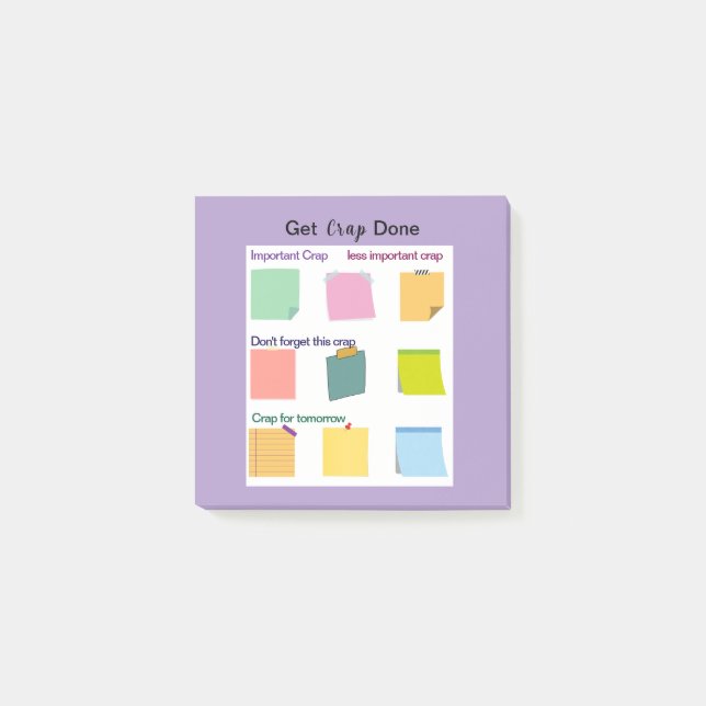 Get Crap Done Colourful Sticky Notes (Front)