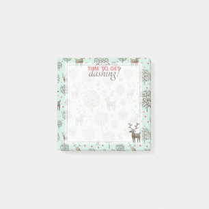 Get Dashing Woodland Reindeer Pattern   Sea Green Post-it Notes