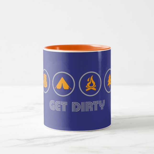 Get Dirty Camping Two-Tone Coffee Mug (Center)