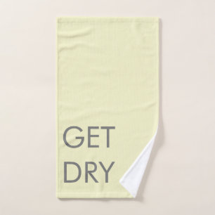 Get Dry or Custom Message Grey and Pale Yellow Hand Towel