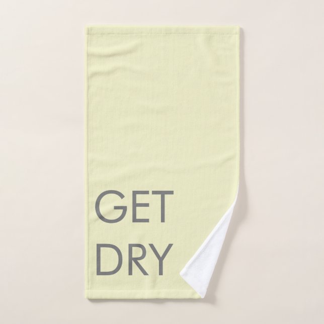 Get Dry or Custom Message Grey and Pale Yellow Hand Towel (Hand Towel)