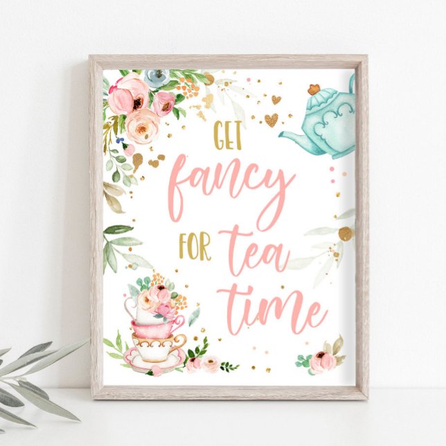 Get Fancy For Tea Time Baby Brewing Baby Shower Poster (Creator Uploaded)