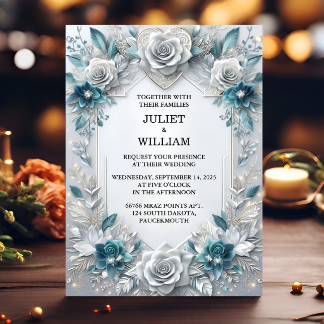 Get Fancy Metal Glam Shiny High End Silver Wedding Invitation (Creator Uploaded)