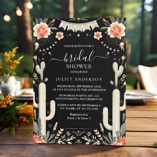 Get Fiesta Cactus Travel Mexicans Bridal Shower Invitation