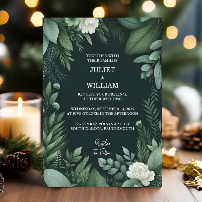Get Forest Nature Garden Plant Dark Green Wedding Invitation (Creator Uploaded)