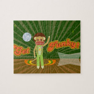 Get Funky Sock Monkey Custom Style Jigsaw Puzzle