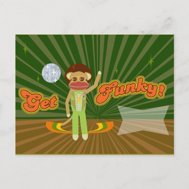 Get Funky Sock Monkey Custom Style Postcard (Front)