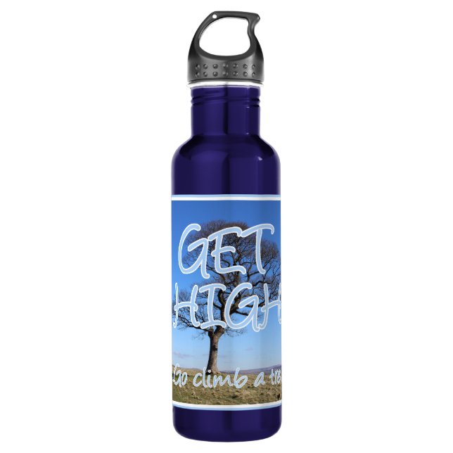 Get high go climb a tree arborist 710 ml water bottle (Front)
