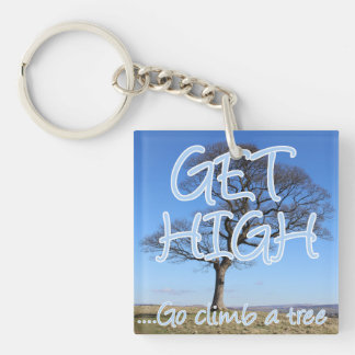 Get high go climb a tree arborist keychain