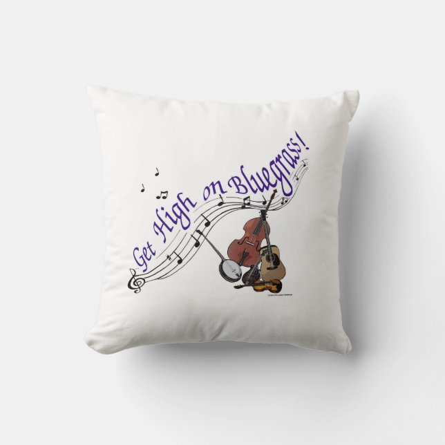 Get High on Bluegrass Throw Pillow (Front)
