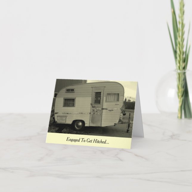 Get Hitched Camper Engagement Card (Front)