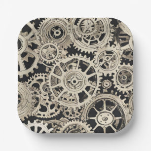 Get in Gear Robot Birthday Party - Gears Paper Plate