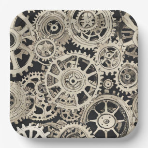 Get in Gear Robot Birthday Party - Gears Paper Plate