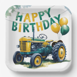 Get In Gear Tractor 3rd Birthday Bash Paper Plate
