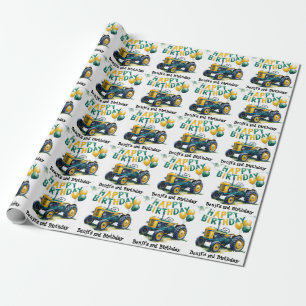 Get In Gear Tractor 3rd Birthday Bash Wrapping Paper