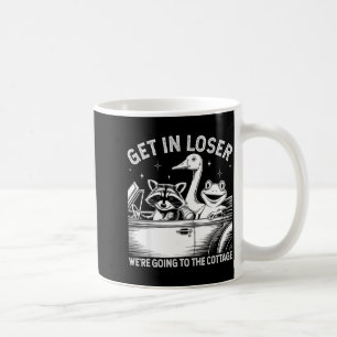 Get in going to the cottage raccoon goose frog coffee mug