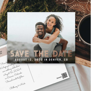 Get in Line Save the Date Foil Invitation Postcard