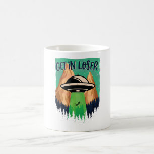 Get In Loser Funny Alien Abduction Flying Saucer Coffee Mug