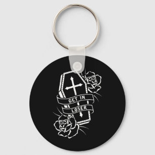 Get In Loser Punk Goth Tattoo Coffin  Keychain