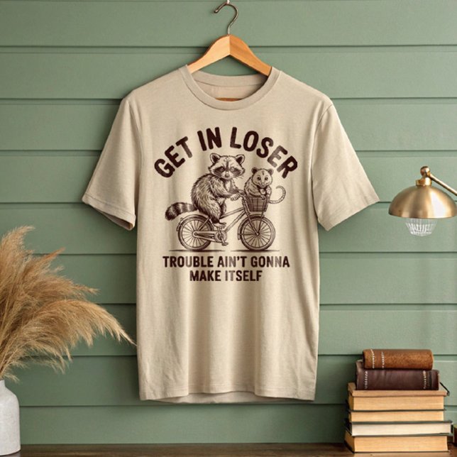 Get In Loser Raccoon Opossum Bicycle T-Shirt (Creator Uploaded)