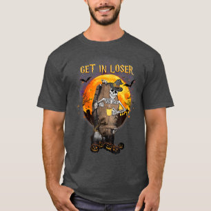 Get In Loser Skeleton In Coffin Halloween Costume T-Shirt