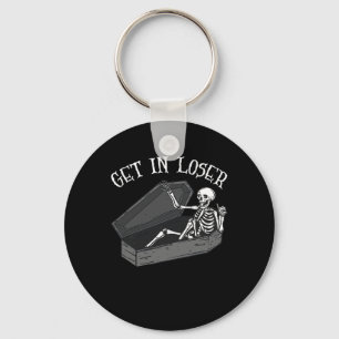 Get In Loser Skeleton In Coffin Halloween Fun Men  Keychain