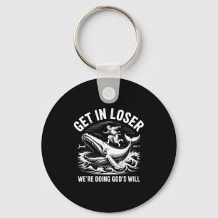 Get in we're doing god's will funny christian meme keychain