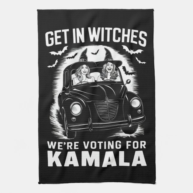 Get in Witches We're Voting for Kamala Halloween  Kitchen Towel (Vertical)