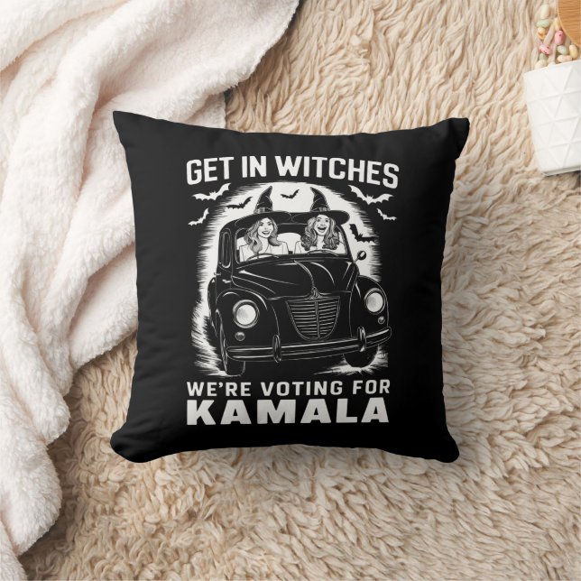 Get in Witches We're Voting for Kamala Halloween  Throw Pillow (Blanket)