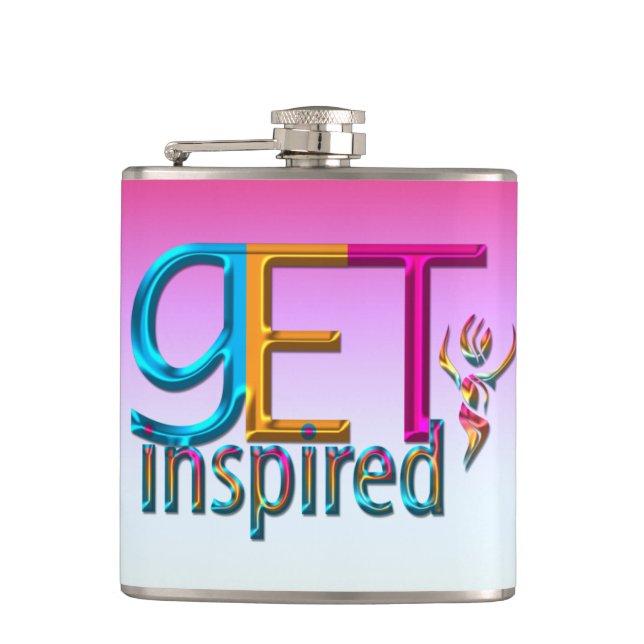 Get Inspired ~ Neon Hip Flask (Front)