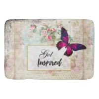 Get Inspired Quote & Pink Butterfly Shabby Collage