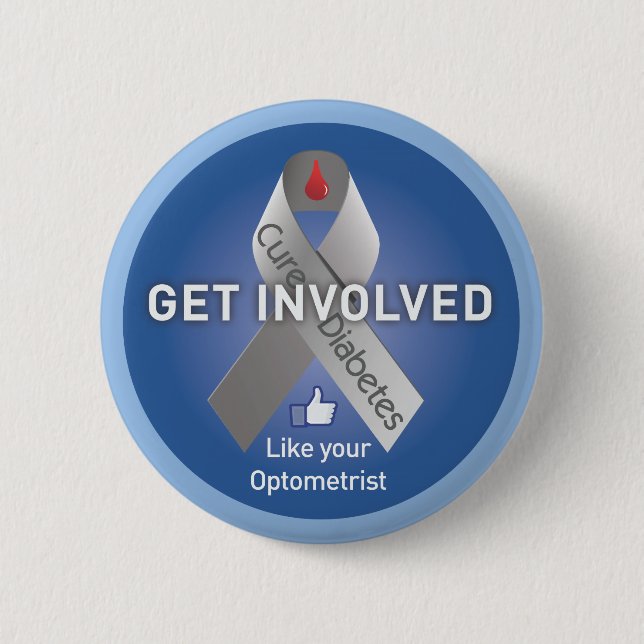 Get Involved-Help Cure Diabetes 2 Inch Round Button (Front)
