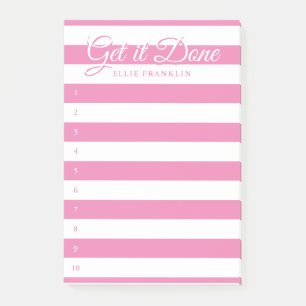 Get It Done Pink and White Striped To-Do List Post-it Notes