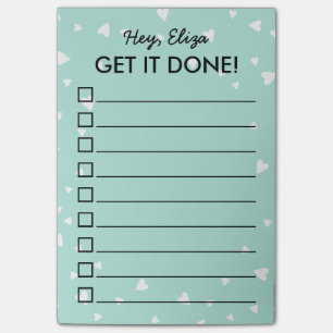 Get It Done Tiny Hearts To Do List Custom Name Post-it Notes