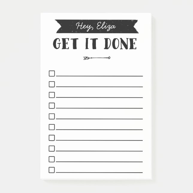 Get It Done To Do List | Arrow | Custom Name Post-it Notes (Front)