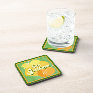 Get Juiced Fruit Coaster Green Border