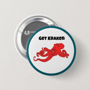 Get Kraken Fun Retro Red Octopus Cartoon 2 Inch Round Button