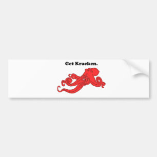 Get Kraken Fun Retro Red Octopus Cartoon Bumper Sticker