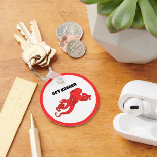 Get Kraken Fun Retro Red Octopus Cartoon Keychain