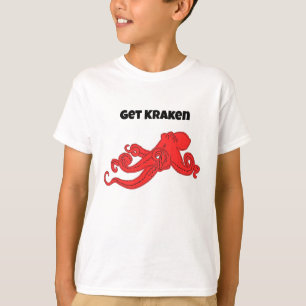 Get Kraken Fun Retro Red Octopus Cartoon T-Shirt