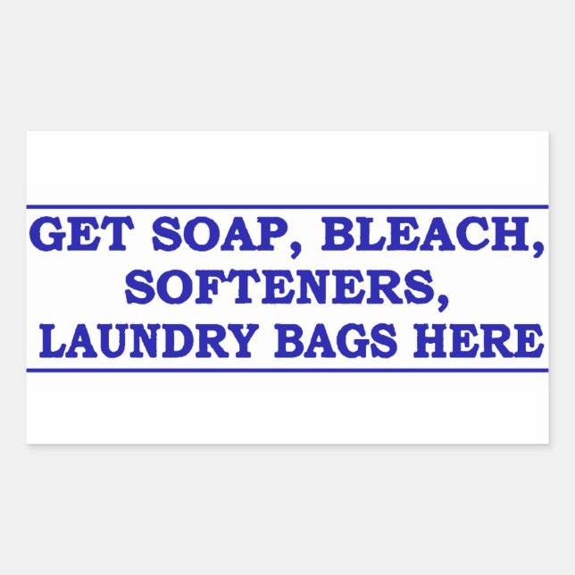 'Get Laundry Items Here' Laundromat Blue Overlay  Sticker (Front)