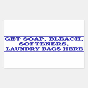 'Get Laundry Items Here' Laundromat Blue Overlay Sticker