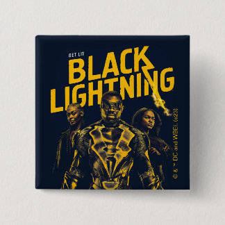 Get Lit - Black Lightning 2 Inch Square Button