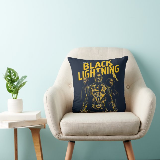 Get Lit - Black Lightning Throw Pillow (Chair)