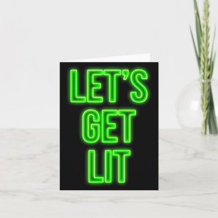 Get Lit Christmas Neon Vintage Retro Outfit Card