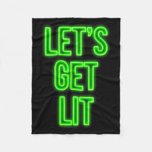 Get Lit Christmas Neon Vintage Retro Outfit Fleece Blanket