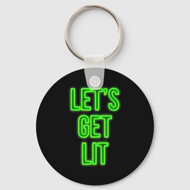 Get Lit Christmas Neon Vintage Retro Outfit  Keychain (Front)