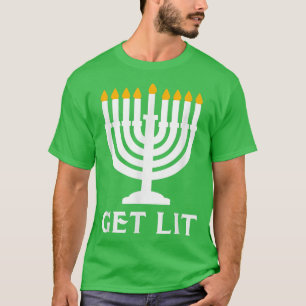 Get Lit Hanukkah Menorah T-Shirt