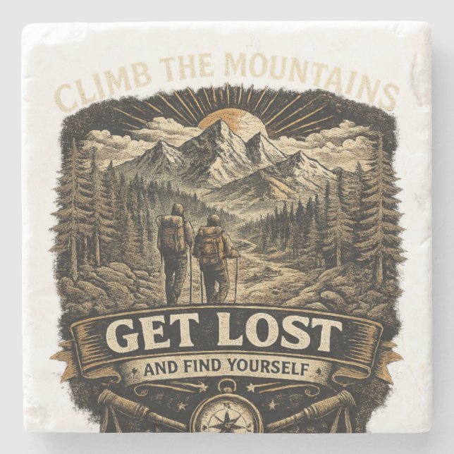  Get Lost And Find Yourself Stone Coaster (Front)