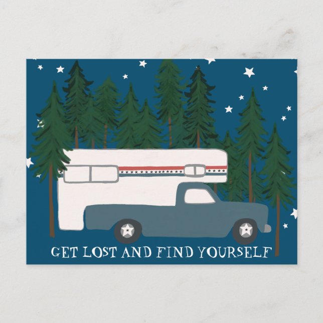GET LOST & FIND YOURSELF Camping Camper Truck RV Postcard (Front)